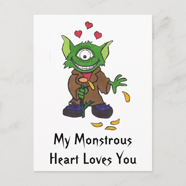 Carte Postale Mon Coeur Monstrueux Vous Aime (Devant)