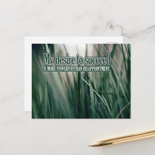 Carte Postale "Mon désir de réussir" Motivation Affirmation (Devant/Arrière en situation)