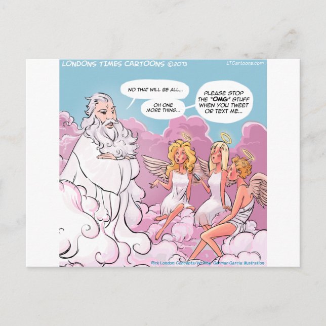 Carte Postale Mon dieu (OMG) Textes d'anges drôles (Devant)