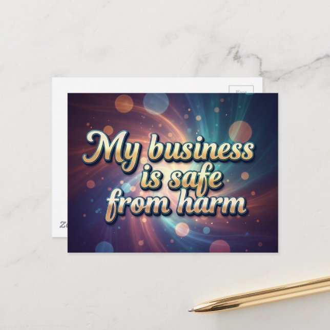 Carte Postale Mon entreprise est en sécurité affirmation positiv (Devant/Arrière en situation)