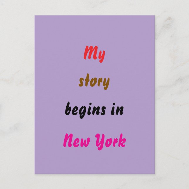 Carte Postale Mon histoire commence à New York (Devant)