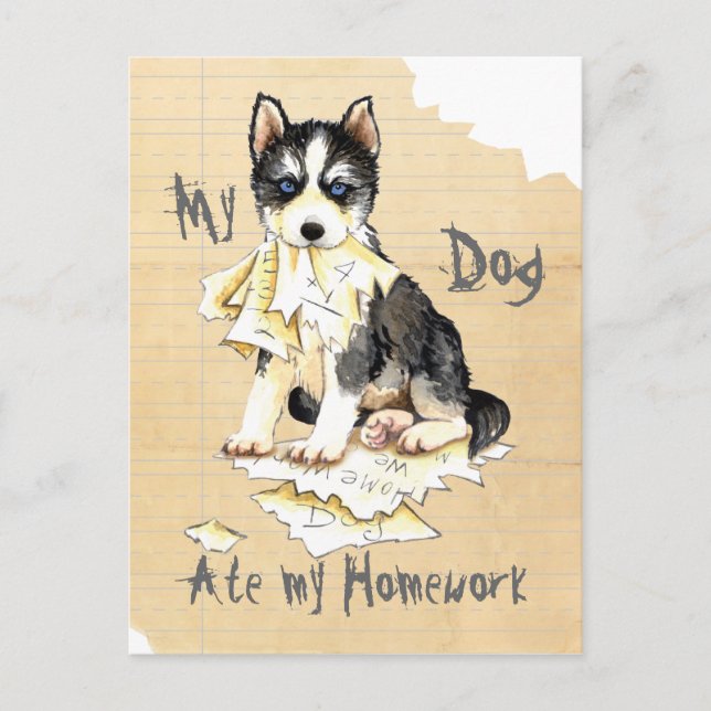 Carte Postale Mon Husky a mangé mes devoirs (Devant)