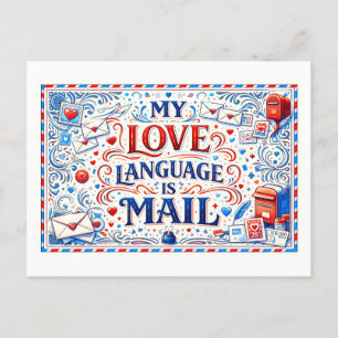 Carte Postale "Mon langage amoureux est le courrier"