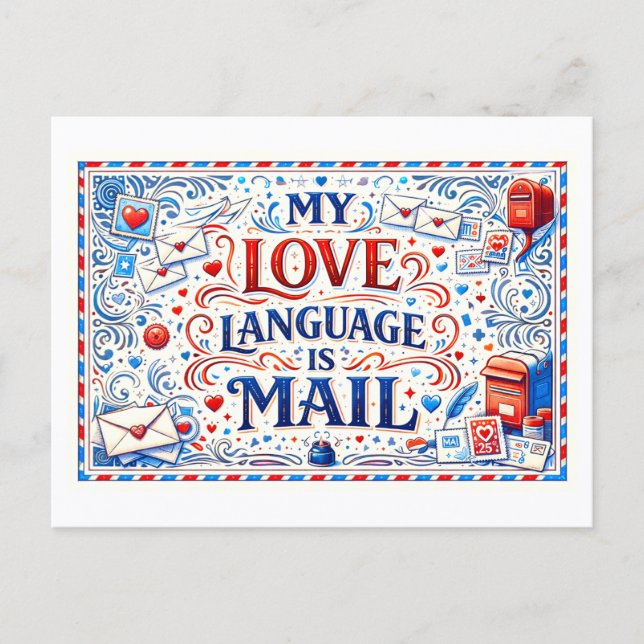 Carte Postale "Mon langage amoureux est le courrier" (Devant)