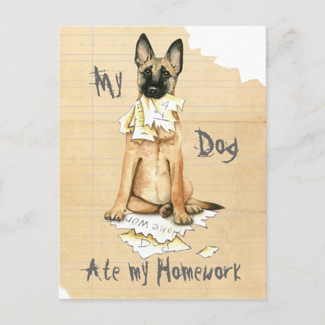 Carte Postale Mon Malinois A Mangé Ma Maison (Devant)
