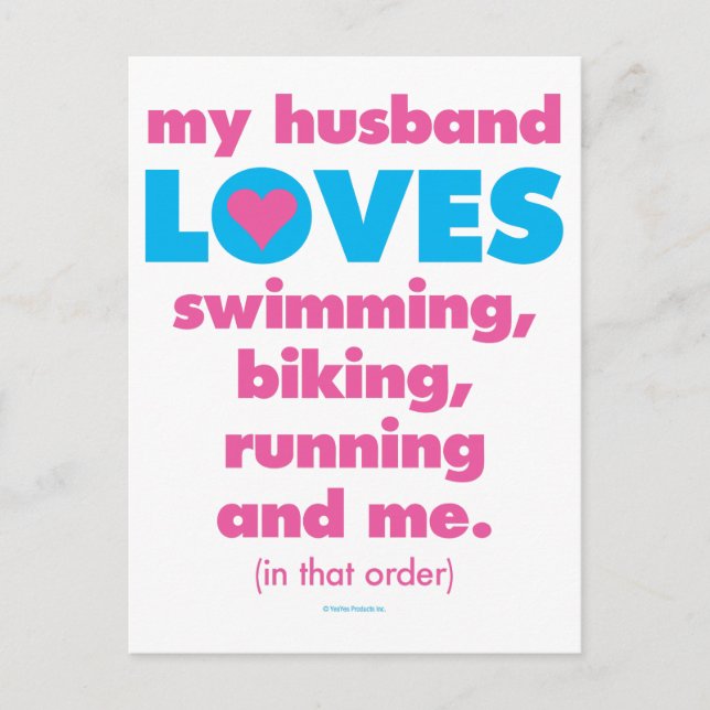 Carte Postale Mon Mari Aime Les Triathlons (Texte Seulement) (Devant)
