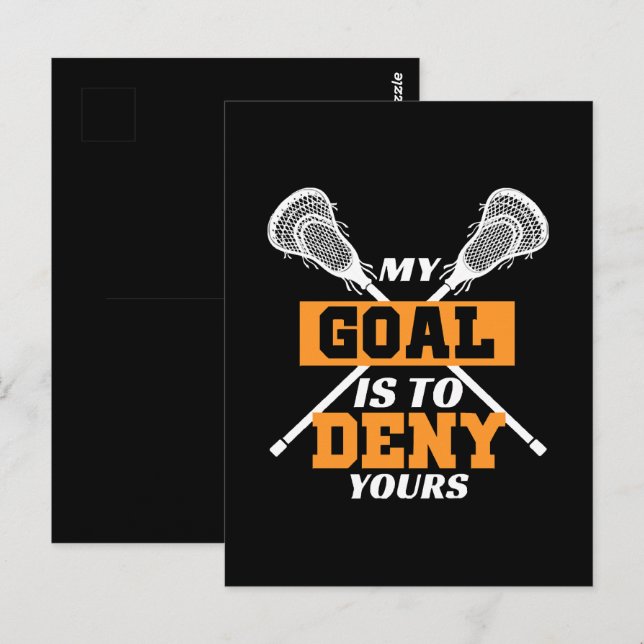 Carte Postale Mon objectif est de nier le vôtre Lacrosse (Devant / Derrière)