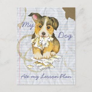 Carte Postale Mon Pembroke Welsh Corgi a mangé mon plan de leçon
