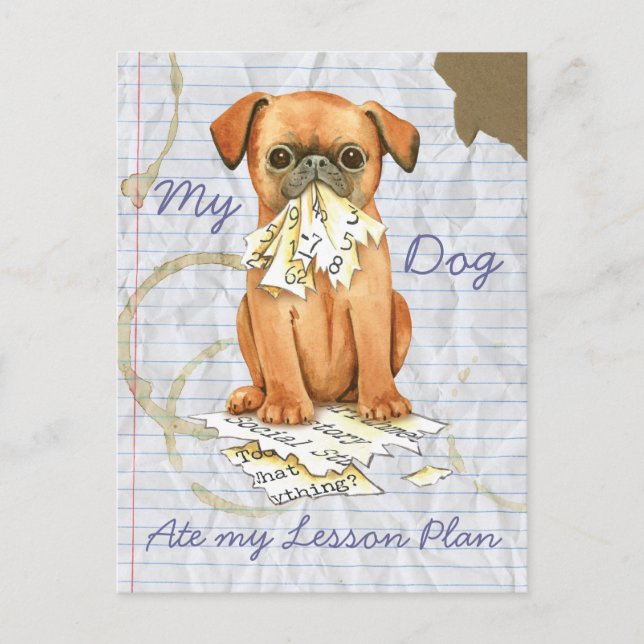 Carte Postale Mon Petit Brabancon Mangé Mon plan de leçon (Devant)