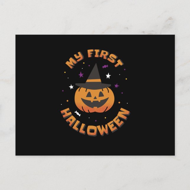 Carte Postale Mon premier mignon Citrouille d'Halloween (Devant)