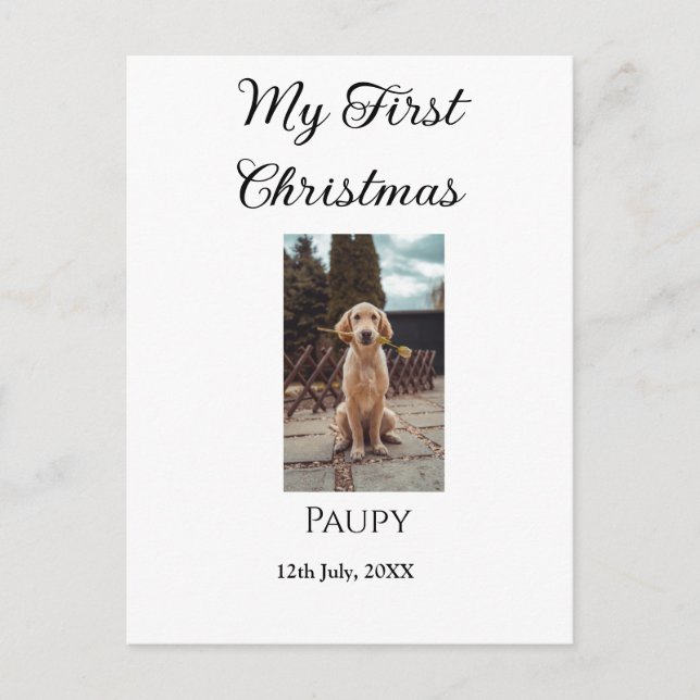 Carte Postale Mon premier Noël ajouter nom animal chien chat ann (Devant)