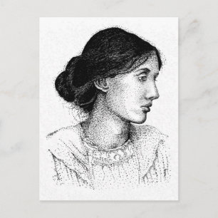 Carte Postale Mon propre dessin à l'encre de Virgina Woolf 2004