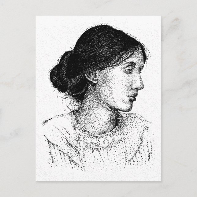 Carte Postale Mon propre dessin à l'encre de Virgina Woolf 2004 (Devant)