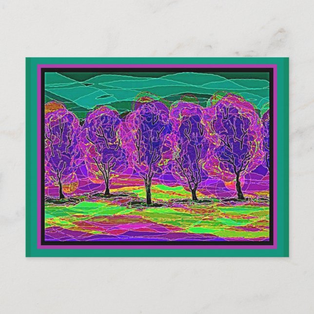Carte Postale Mon propre ordinateur Art Arbres pourpres (Devant)