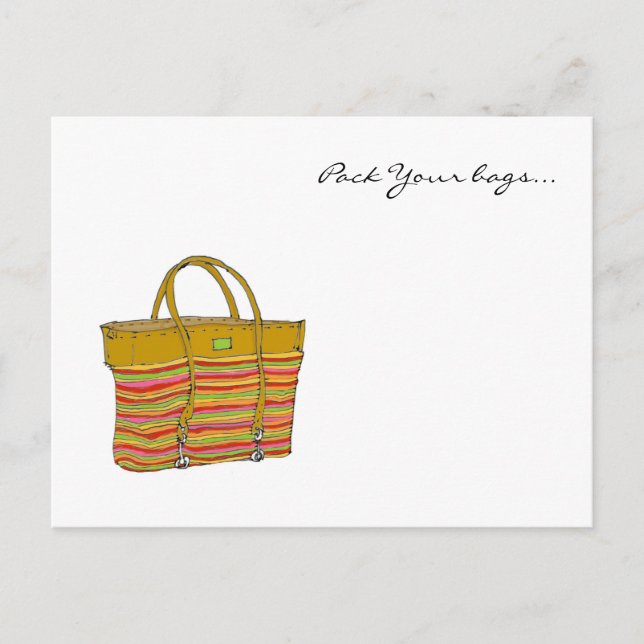 Carte Postale Mon sac, Pack tes sacs... (Devant)