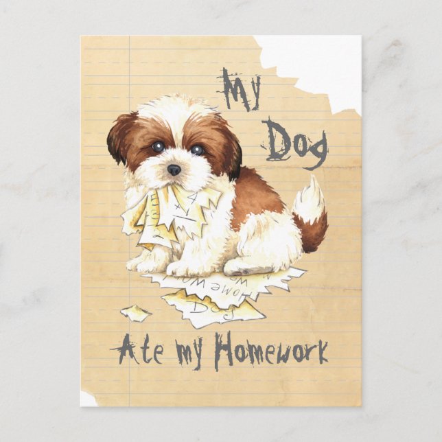 Carte Postale Mon Shih Tzu a mangé mes devoirs (Devant)