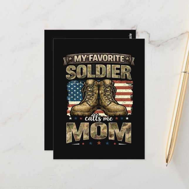 Carte Postale Mon soldat préféré m'appelle maman (Devant/Arrière en situation)