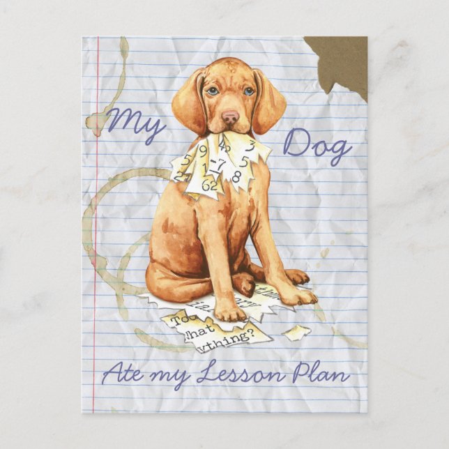 Carte Postale Mon Vizsla a mangé mon plan de leçon (Devant)