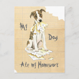 Carte Postale Mon Whippet a mangé mes devoirs