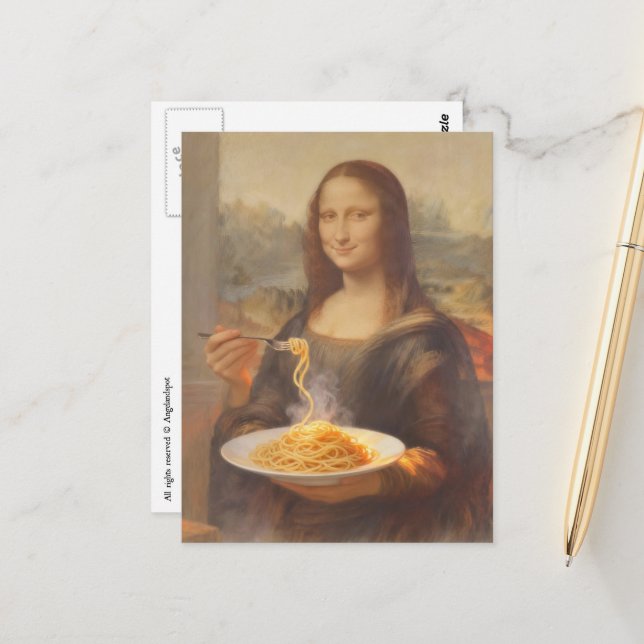 Carte Postale Mona et ses spaghetti (Devant/Arrière en situation)