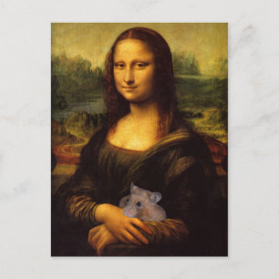 Carte Postale Mona Lisa adore son hamster