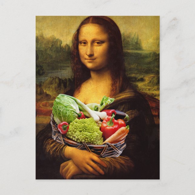 Carte Postale Mona Lisa aime les légumes (Devant)