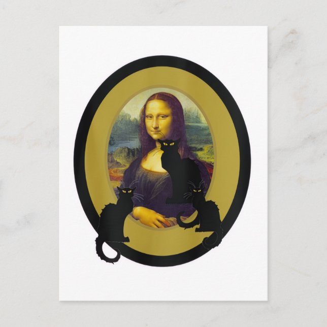 Carte Postale Mona Lisa avec Les Chats Noir, Parodie (Devant)