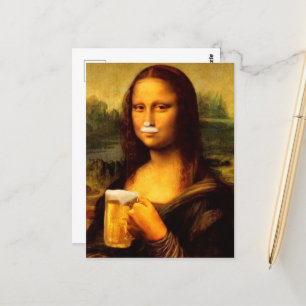 Carte Postale Mona Lisa buvant de la bière Amateurs de bière