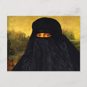 Carte Postale Mona Lisa cachée derrière la burqa