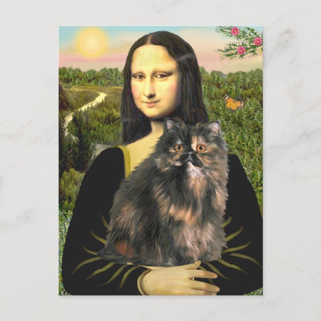 Carte Postale Mona Lisa - Chat calicot persan (Devant)