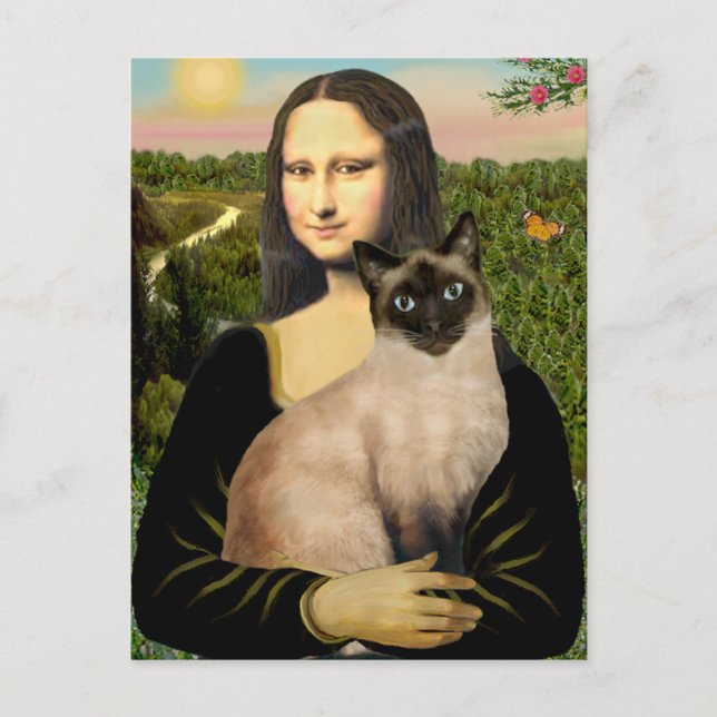 Carte Postale Mona Lisa - Chat siamois Seal Point (Devant)