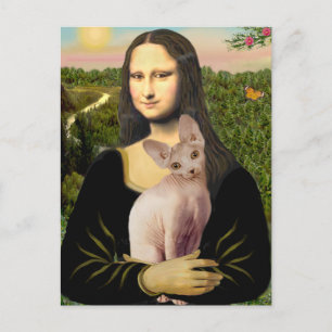 Carte Postale Mona Lisa - Crème Sphynx chat