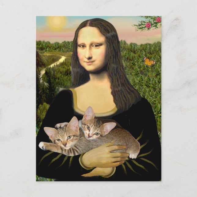 Carte Postale Mona Lisa - Deux chatons Tabby (Devant)