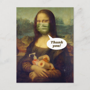 Carte Postale Mona Lisa en PPE-Merci aux travailleurs de la sant