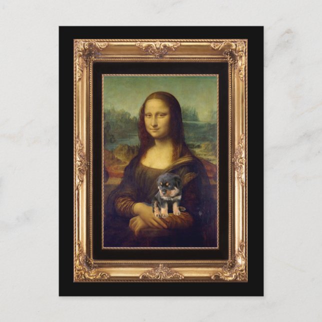 Carte Postale Mona Lisa et Her Rottweiler (Devant)
