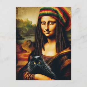 Carte Postale Mona Lisa et son chat noir