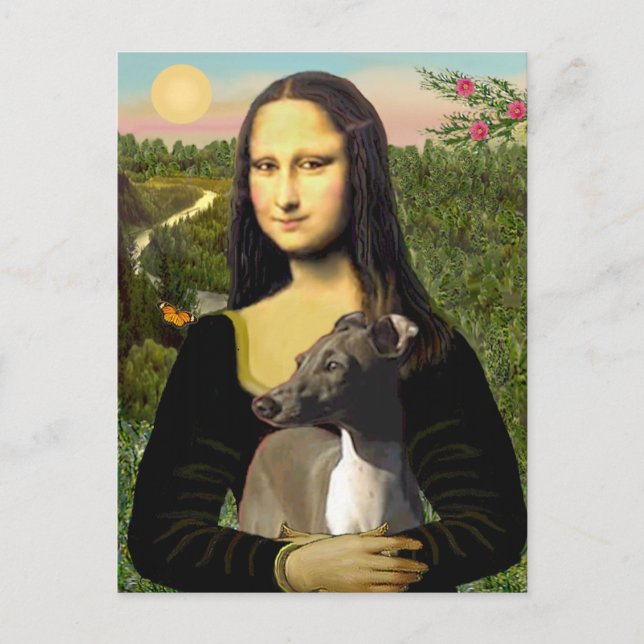 Carte Postale Mona Lisa - Lévrier Italien (Devant)
