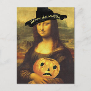 Carte Postale Mona Lisa Original Witch Happy Halloween PC fun