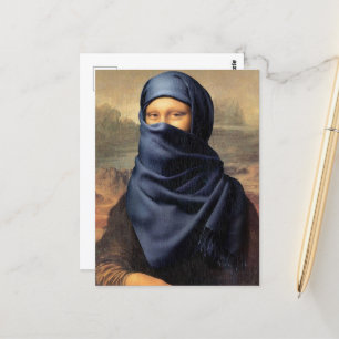 Carte Postale Mona Lisa portant un foulard Leonardo da Vinci