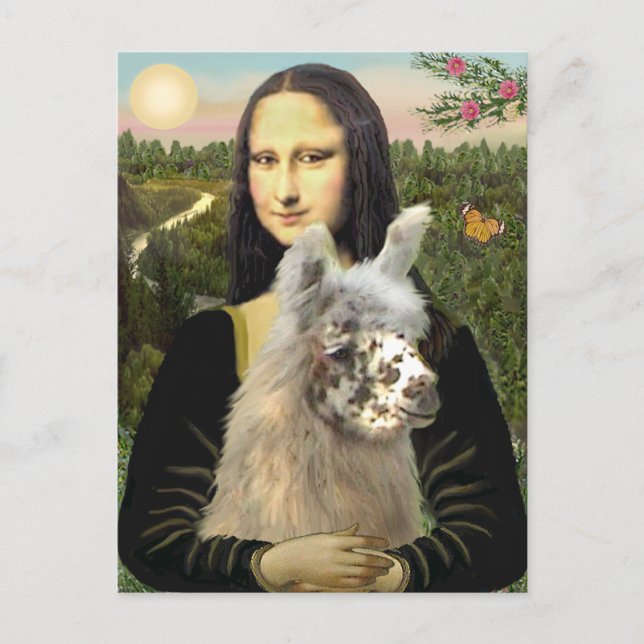 Carte Postale Mona Lisa & Son Lama (Devant)