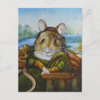 Mona Lisa Souris Parodie Aquarelle Art