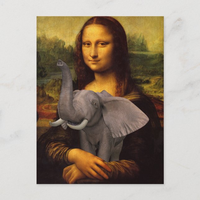 Carte Postale Mona Lisa soutient la sensibilisation aux éléphant (Devant)