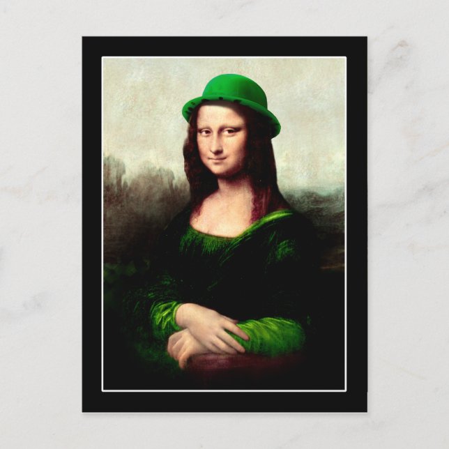 Carte Postale Mona Lisa St. Patrick's Day Clover (Devant)