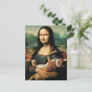 Carte Postale Mona Lisa tenant son chat Leonardo da Vinci