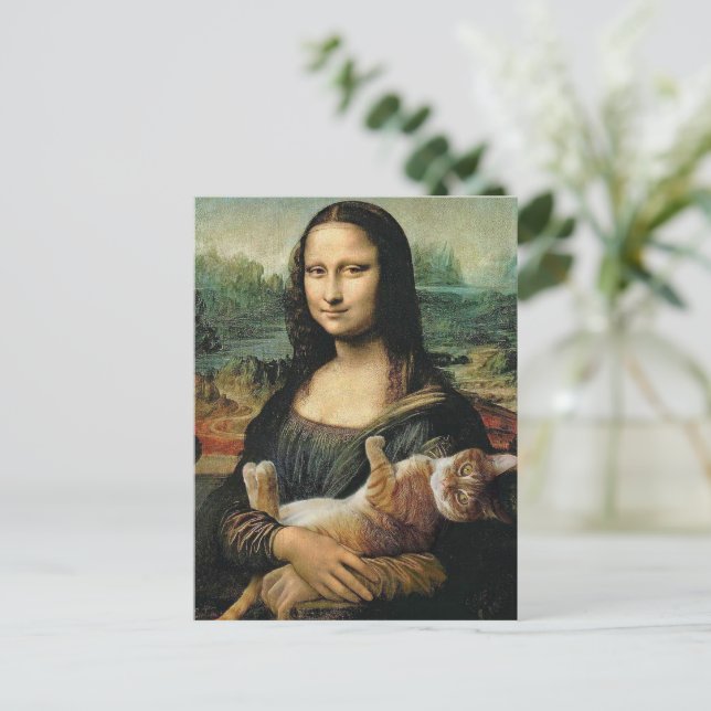 Carte Postale Mona Lisa tenant son chat Leonardo da Vinci (Debout devant)