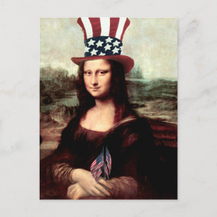 Carte Postale Mona Lisa USA Jour de l'Indépendance