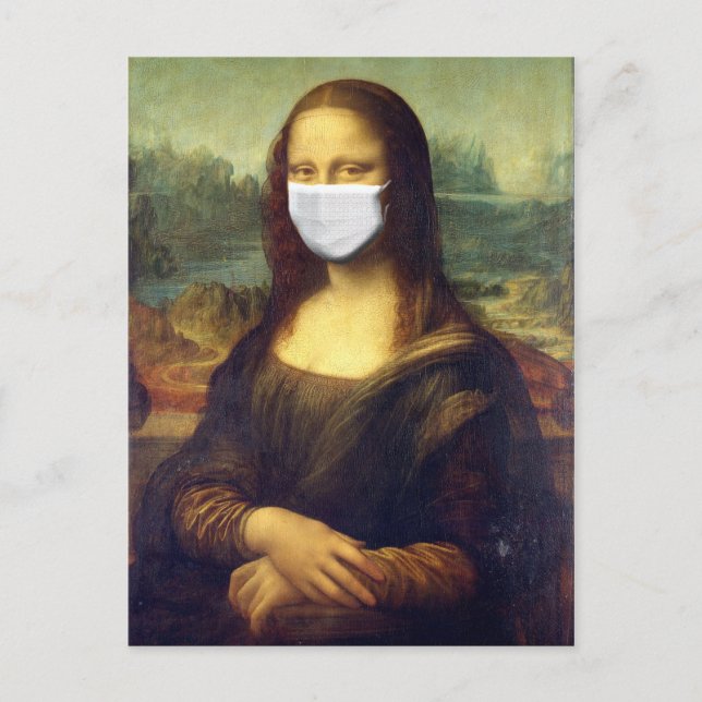 Carte Postale Mona Lisa Via Corona Virus (Devant)