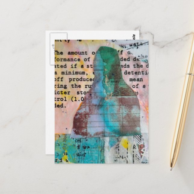 Carte Postale Mona Stamped Mixed Media (Devant/Arrière en situation)