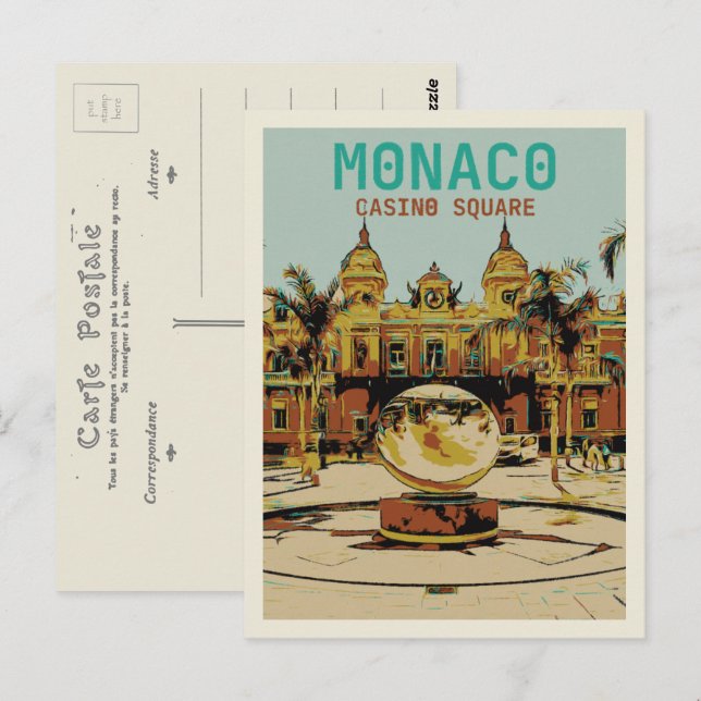 Carte Postale Monaco Côte d'Azur, vue sur le Casino (Devant / Derrière)