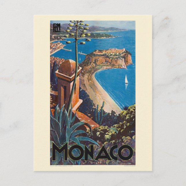 Carte Postale Monaco PLM Poster Vintage Post 1925 (Devant)